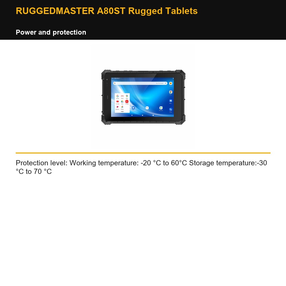 RUGGEDMASTER A80ST Rugged Tablets power and protection