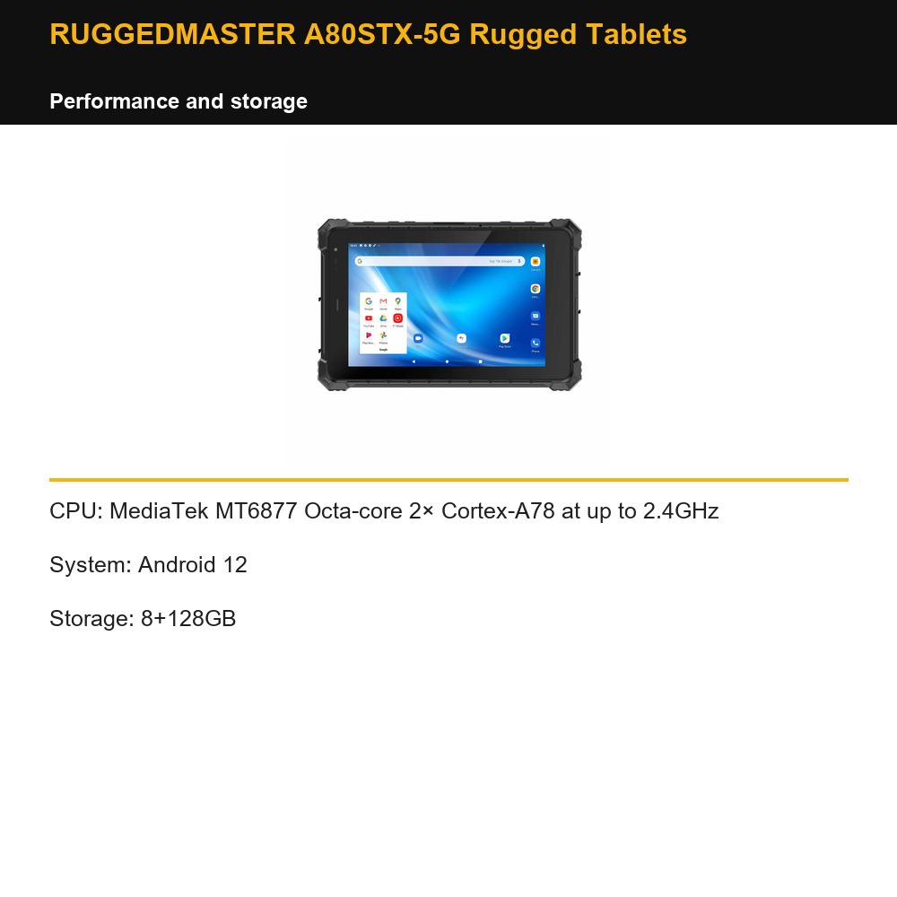 RUGGEDMASTER A80STX-5G Rugged Tablets performance and storage