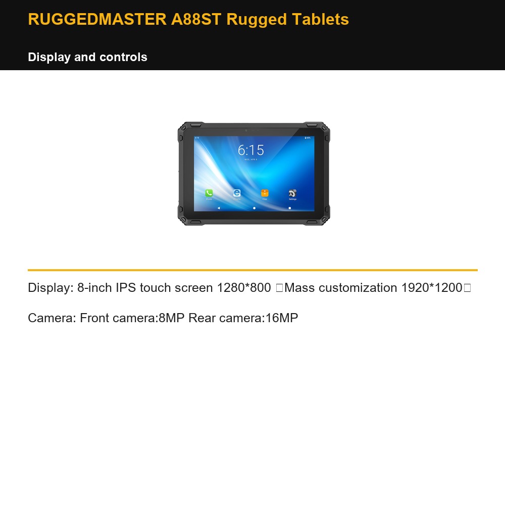 RUGGEDMASTER A88ST Rugged Tablets display and controls