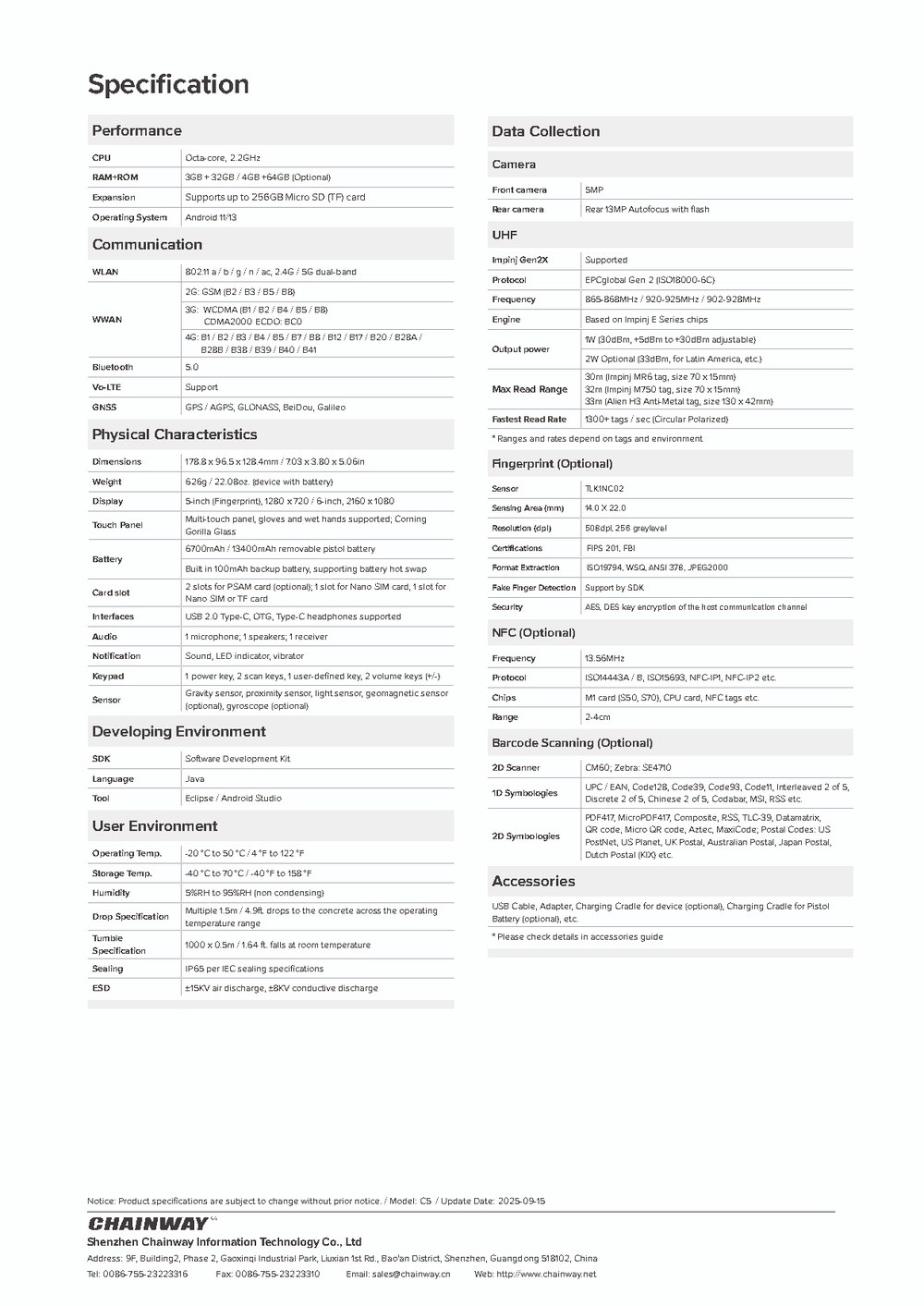 RUGGEDMASTER C5 full specifications 1