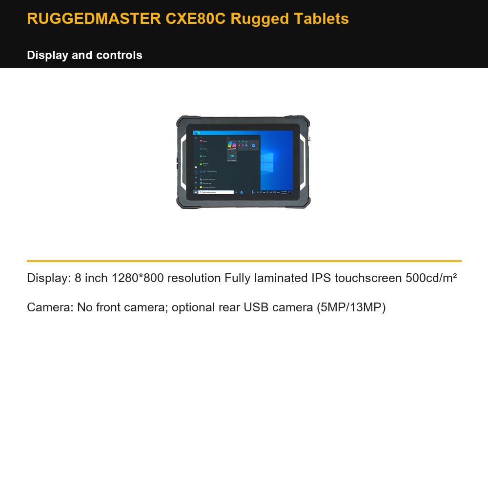 RUGGEDMASTER CXE80C Rugged Tablets display and controls