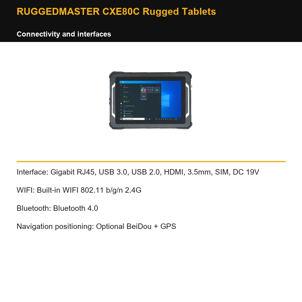 RUGGEDMASTER CXE80C Rugged Tablets connectivity and interfaces