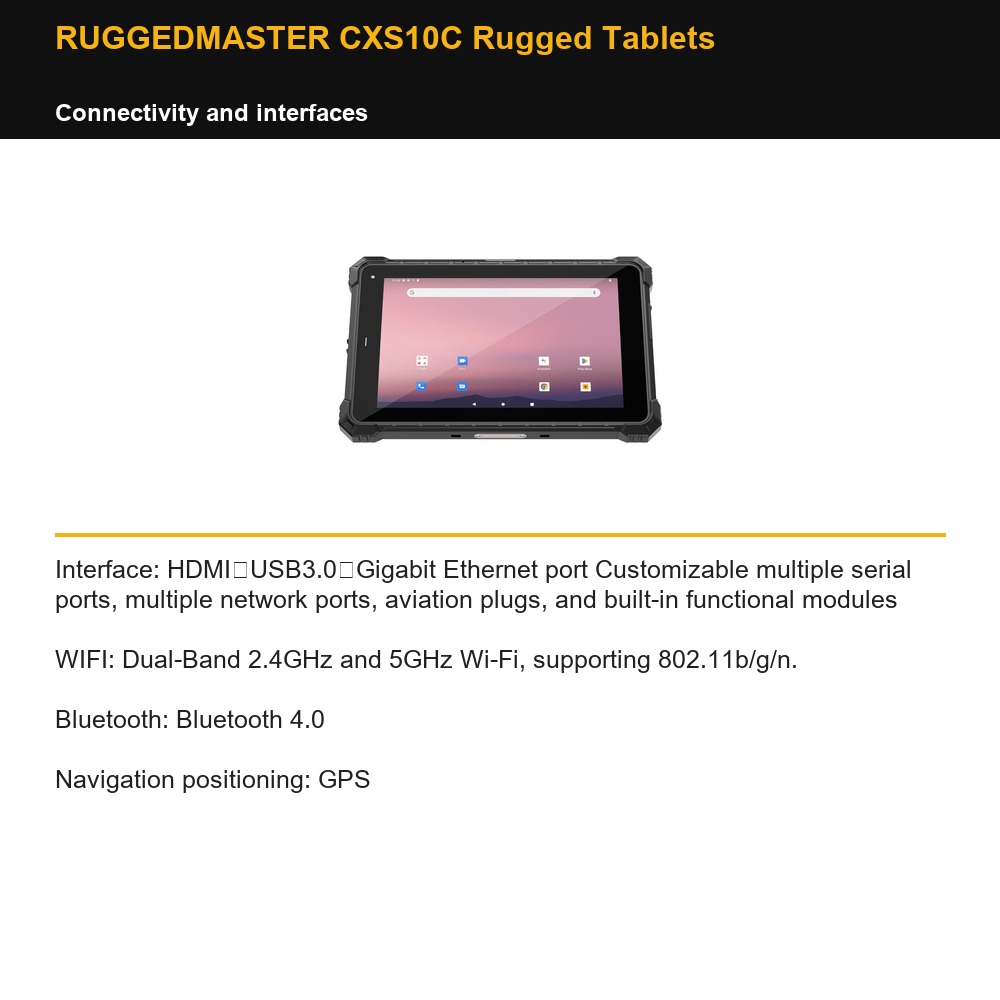 RUGGEDMASTER CXS10C Rugged Tablets connectivity and interfaces