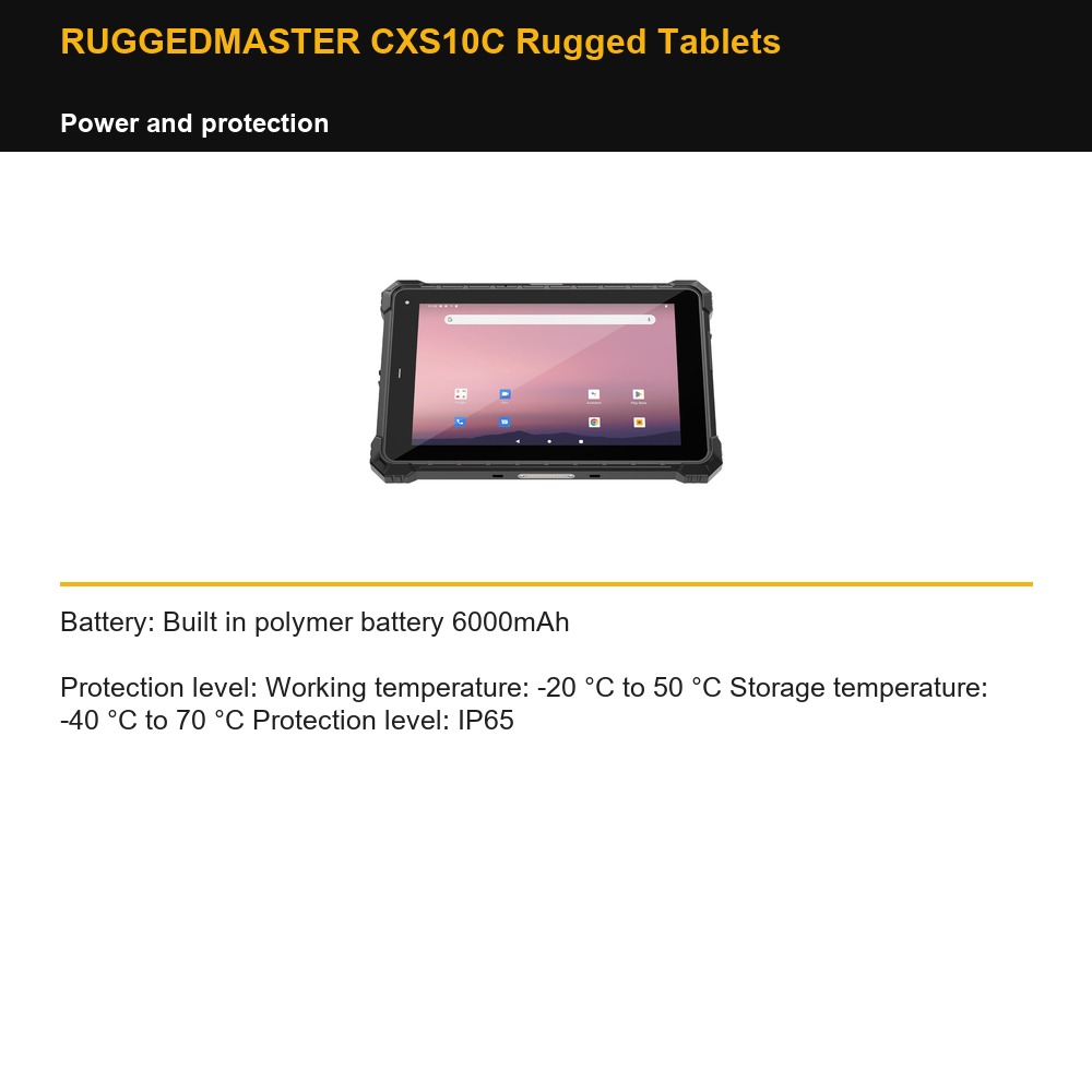 RUGGEDMASTER CXS10C Rugged Tablets power and protection