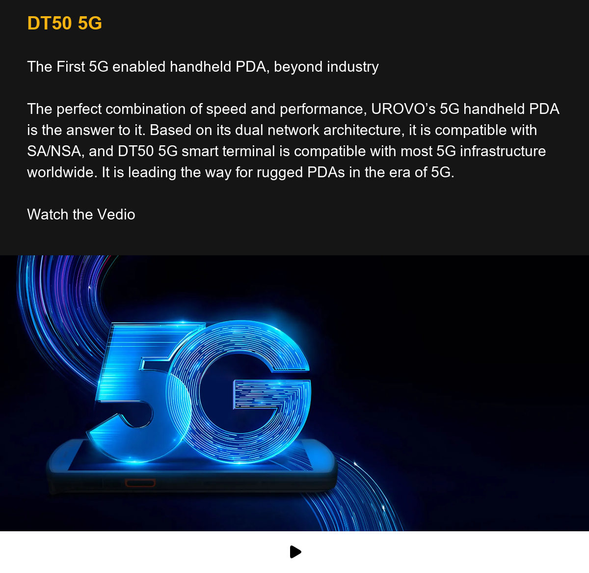 DT50 5G The First 5G enabled handheld PDA, beyond industry