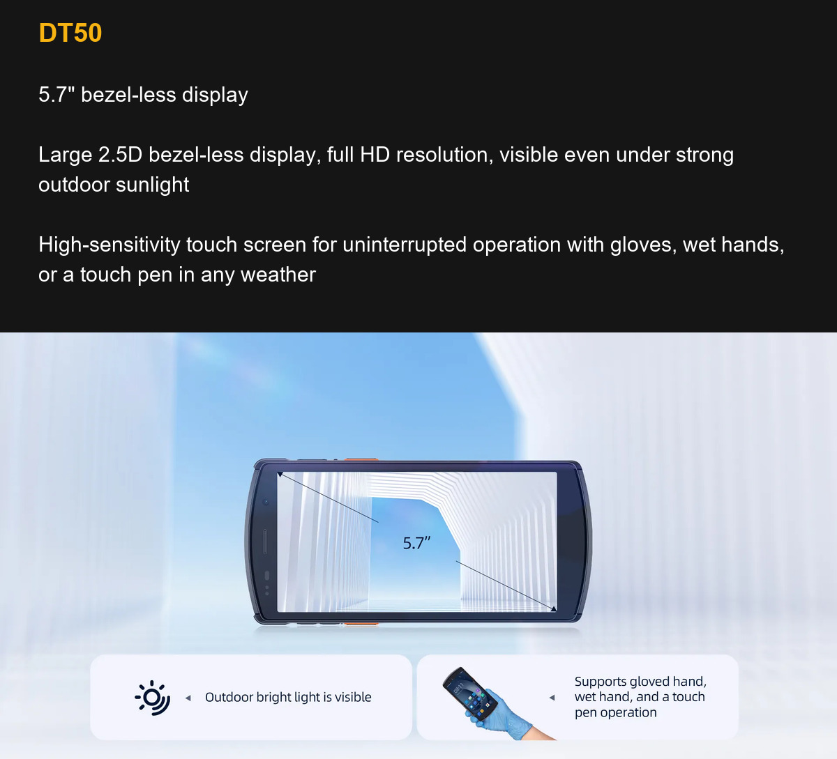 DT50 5.7" bezel-less display