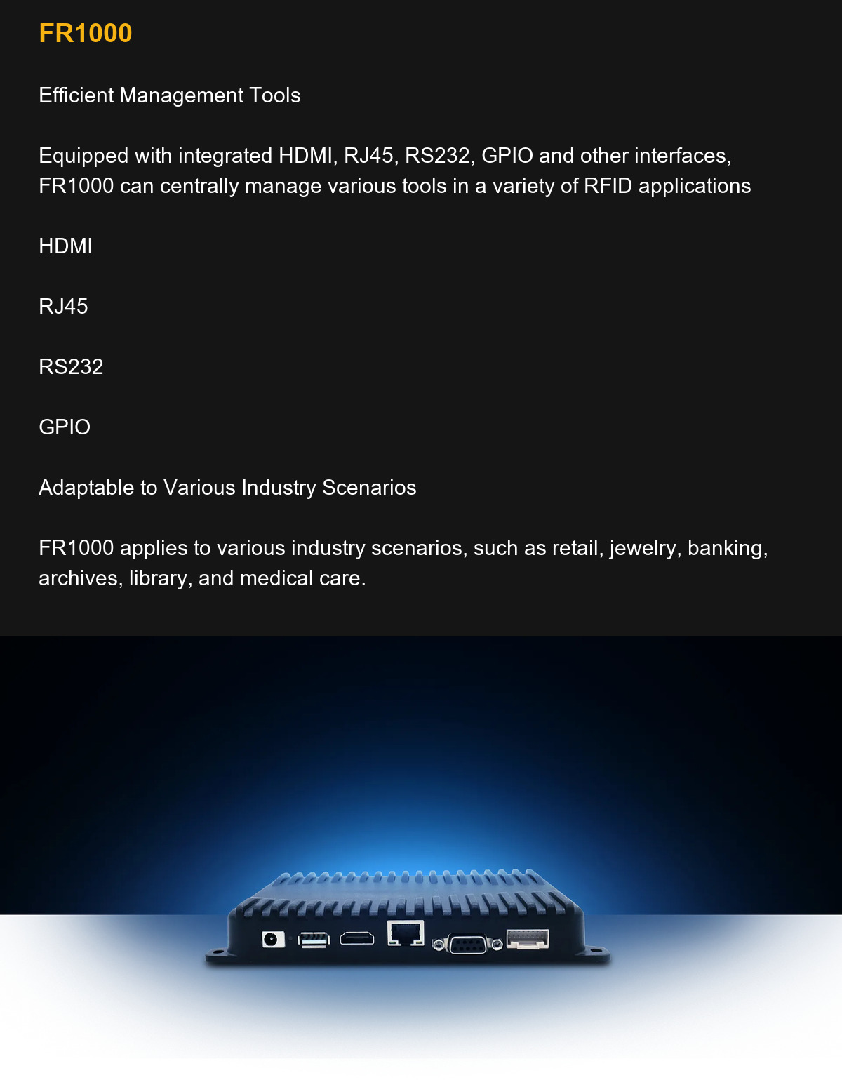 RUGGEDMASTER FR1000 Efficient Management Tools