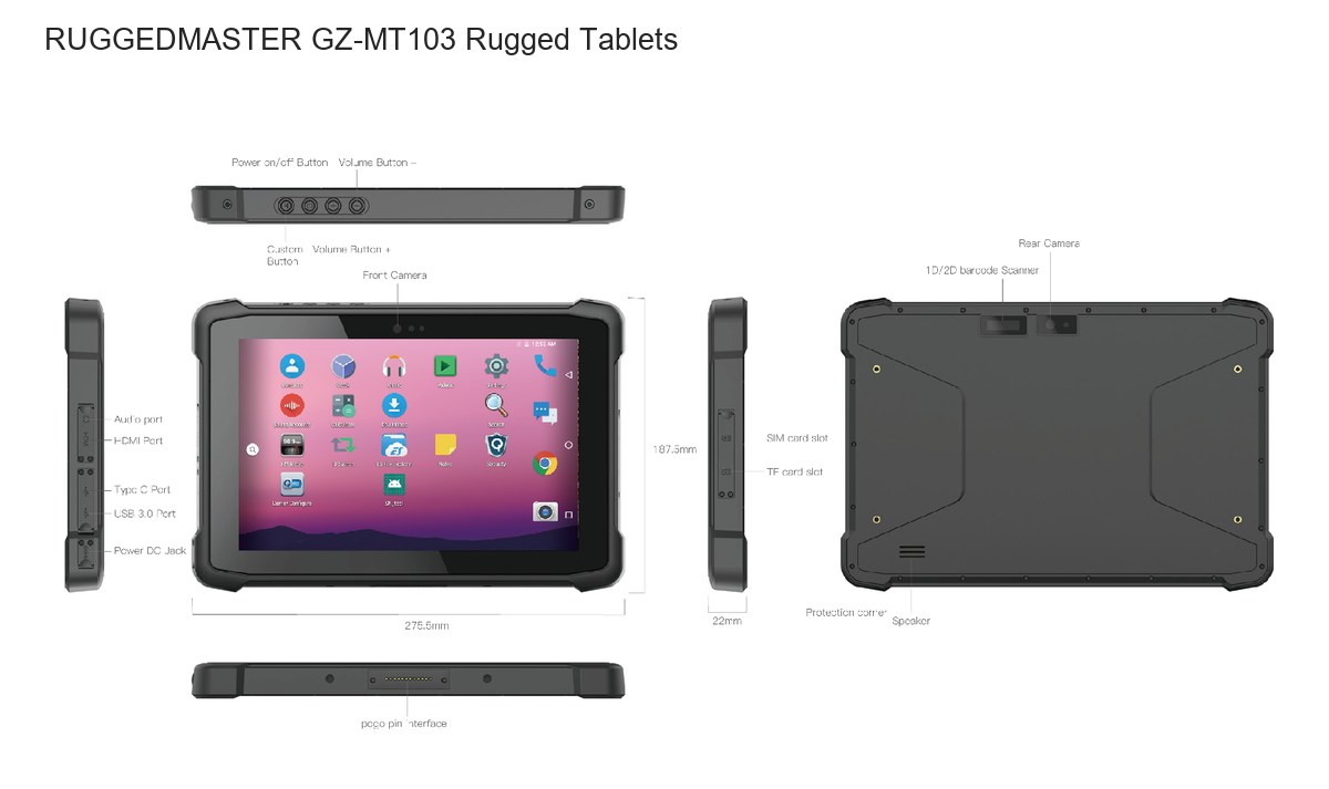 RUGGEDMASTER GZ-MT103 rugged tablets product features