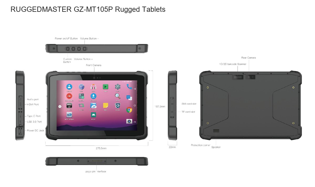 RUGGEDMASTER GZ-MT105P rugged tablets product features