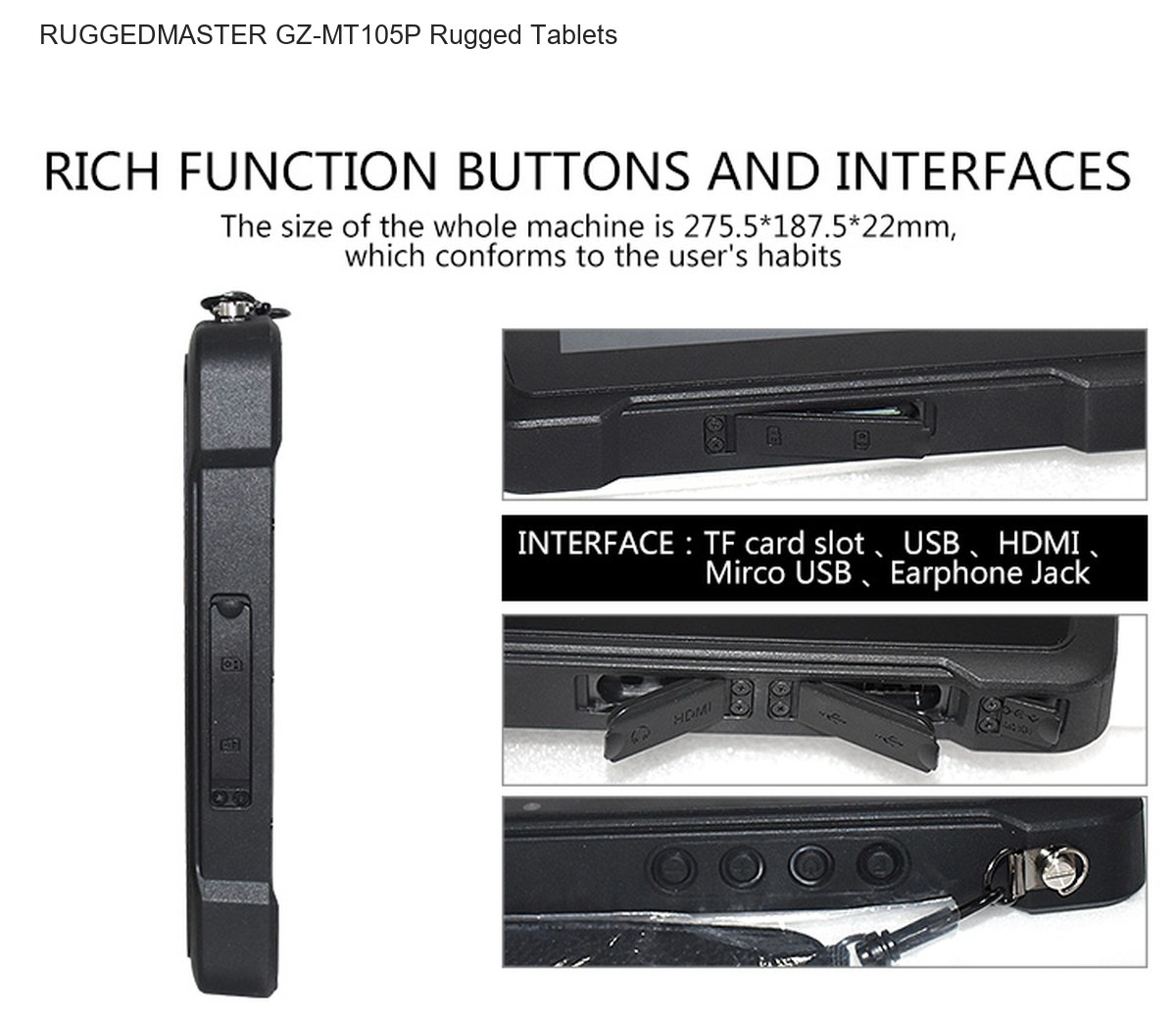 RUGGEDMASTER GZ-MT105P rugged tablets product features