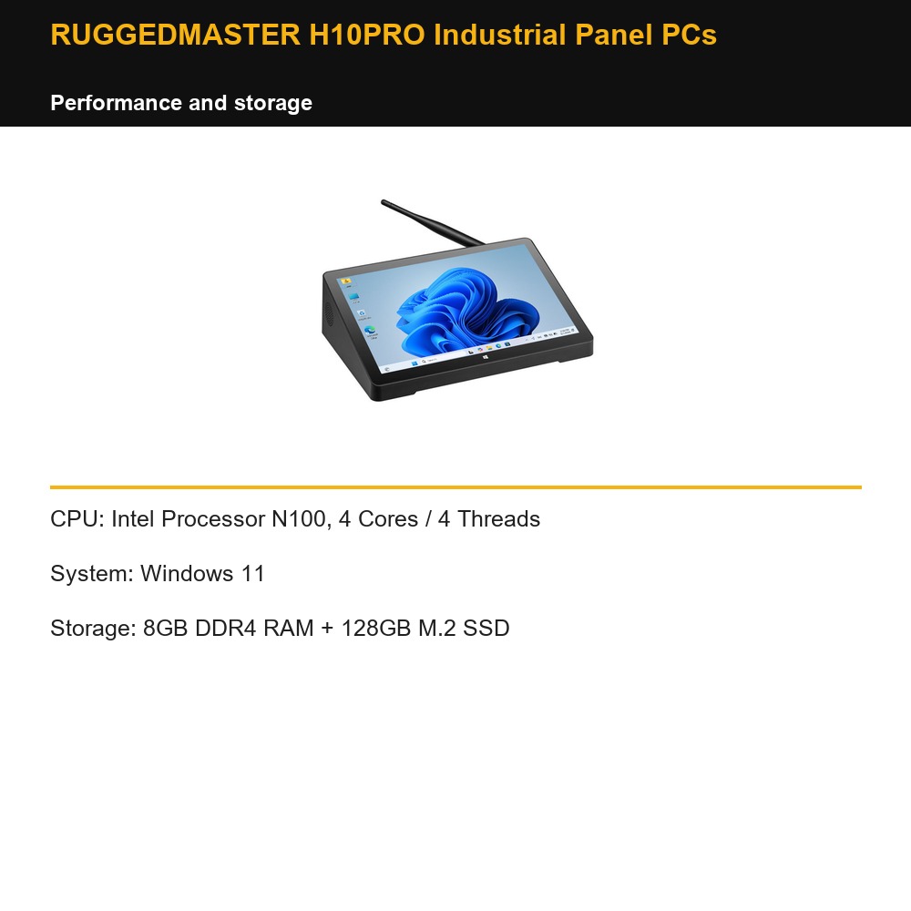 RUGGEDMASTER H10PRO Industrial Panel PCs performance and storage