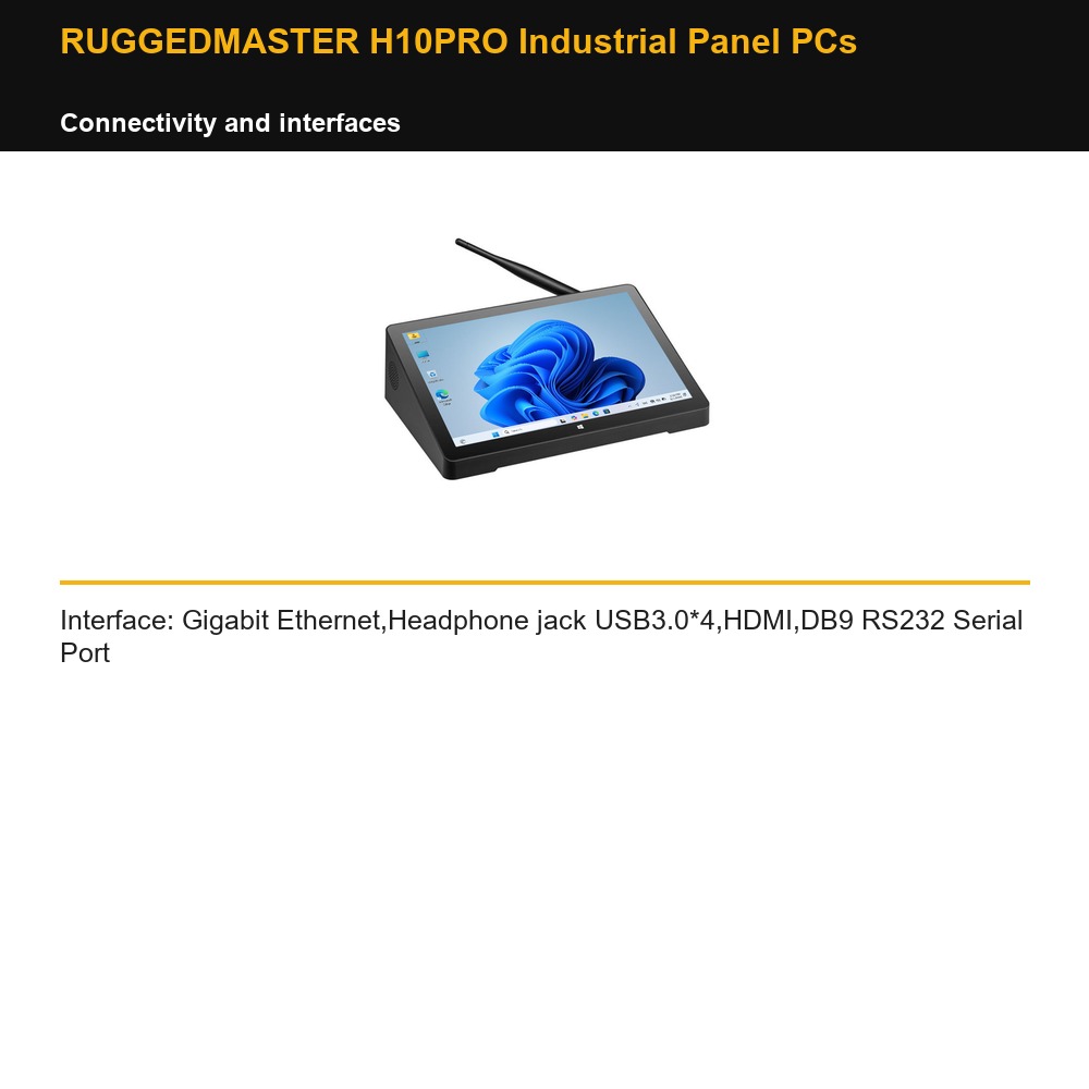 RUGGEDMASTER H10PRO Industrial Panel PCs connectivity and interfaces