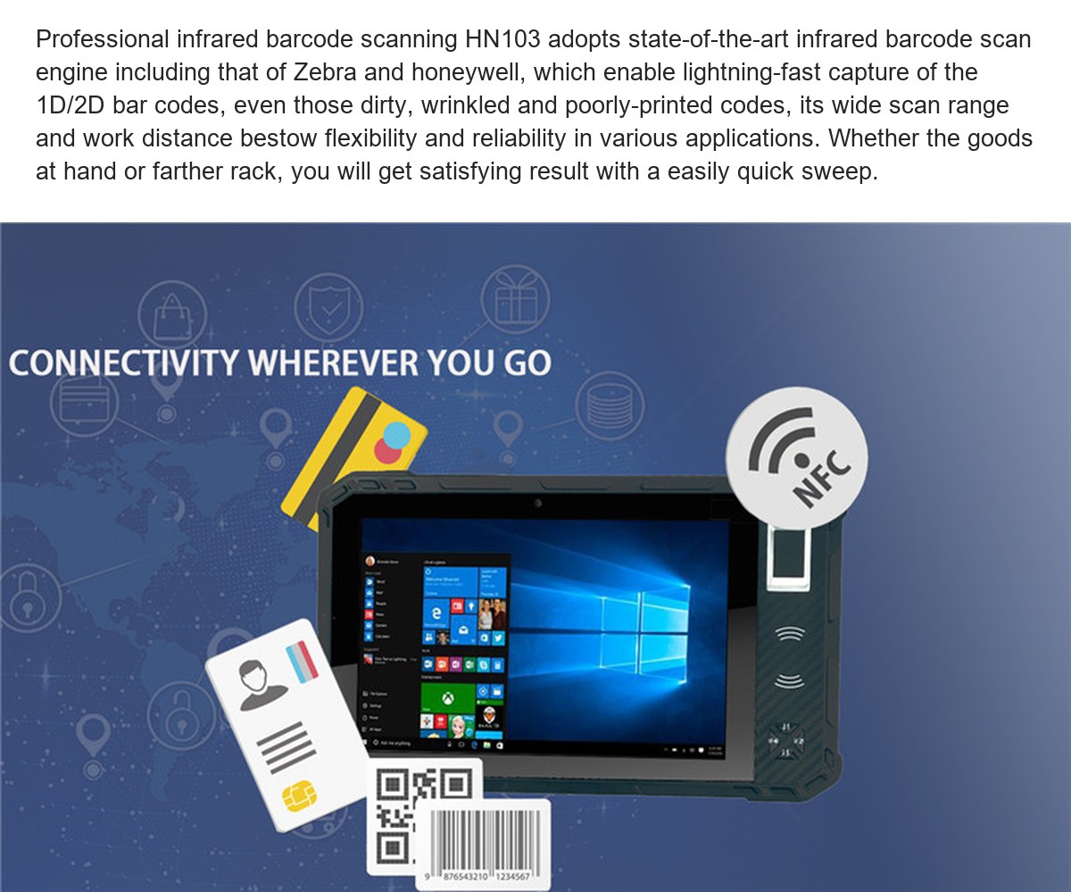 RUGGEDMASTER HN103 industrial tablets feature illustration