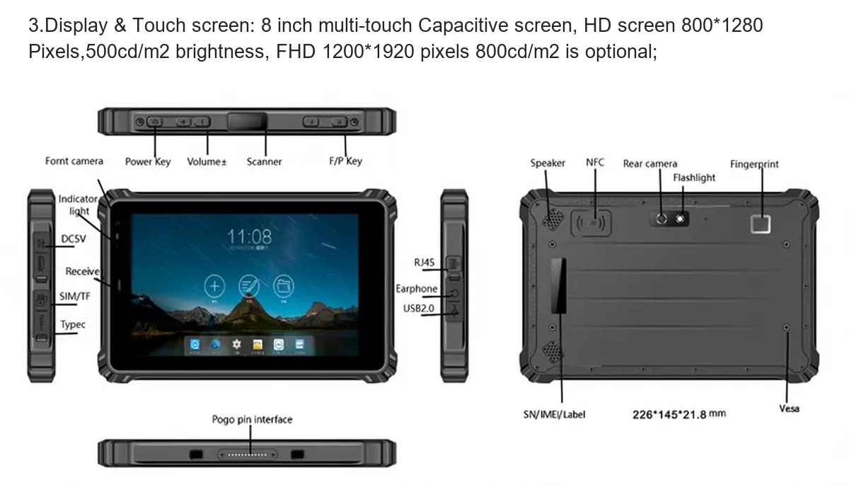 RUGGEDMASTER HR838M rugged tablets product features