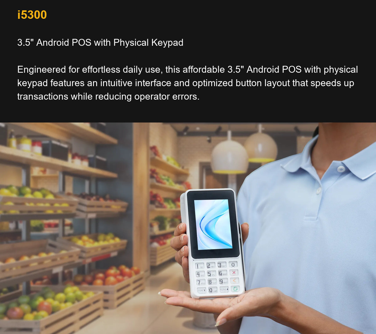 RUGGEDMASTER i5300 3.5" Android POS with Physical Keypad