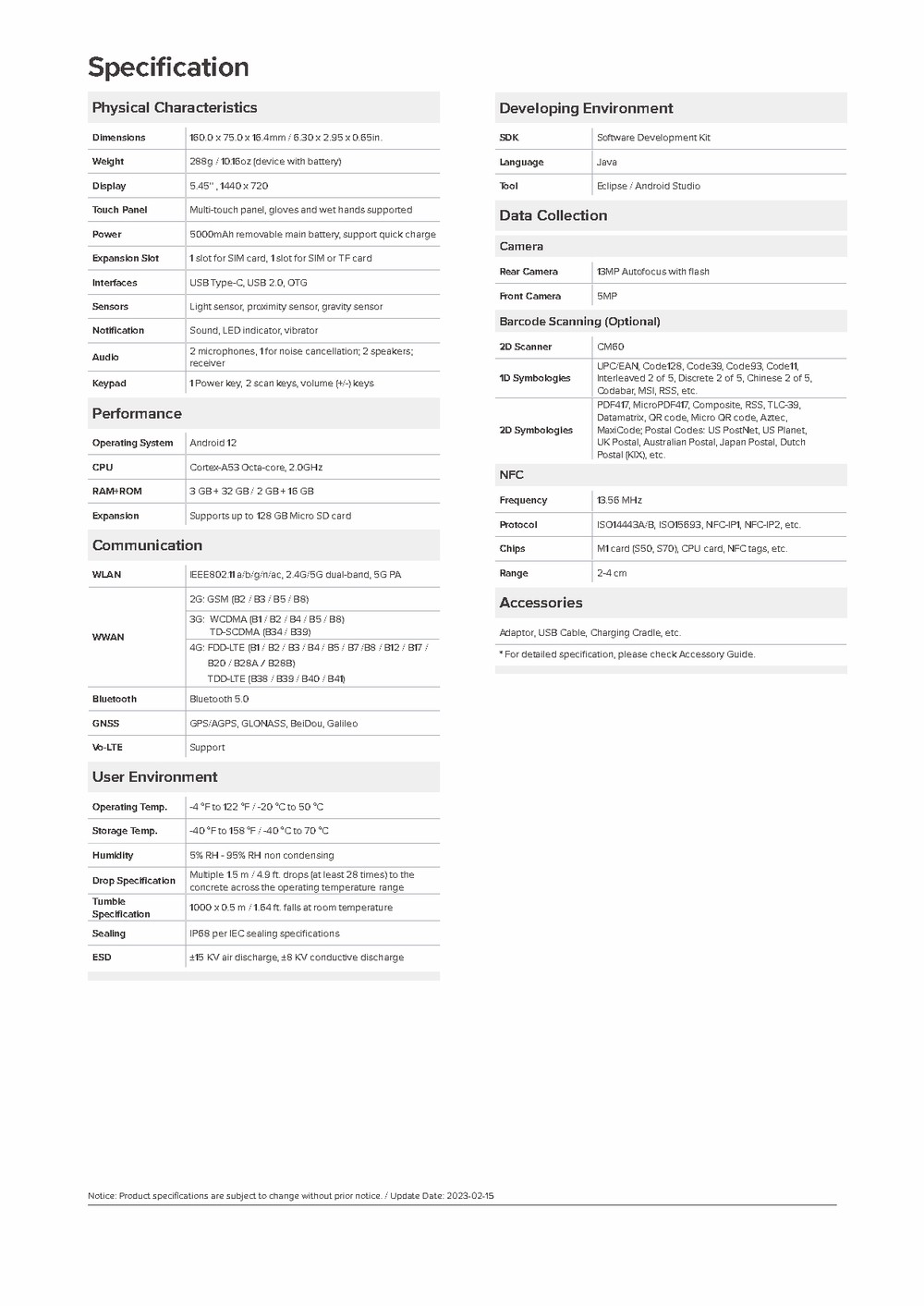 RUGGEDMASTER MC95 full specifications 1
