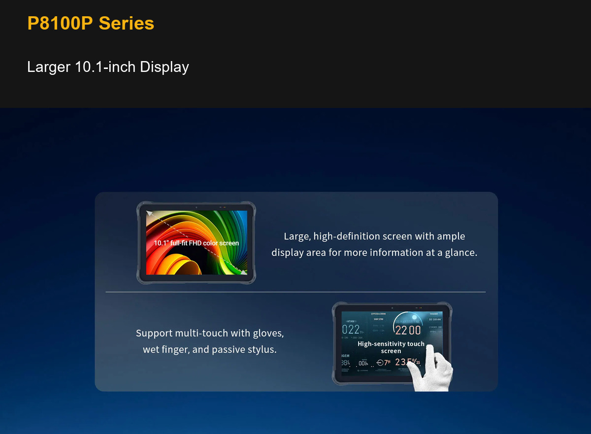 RUGGEDMASTER P8100P Series Larger 10.1-inch Display