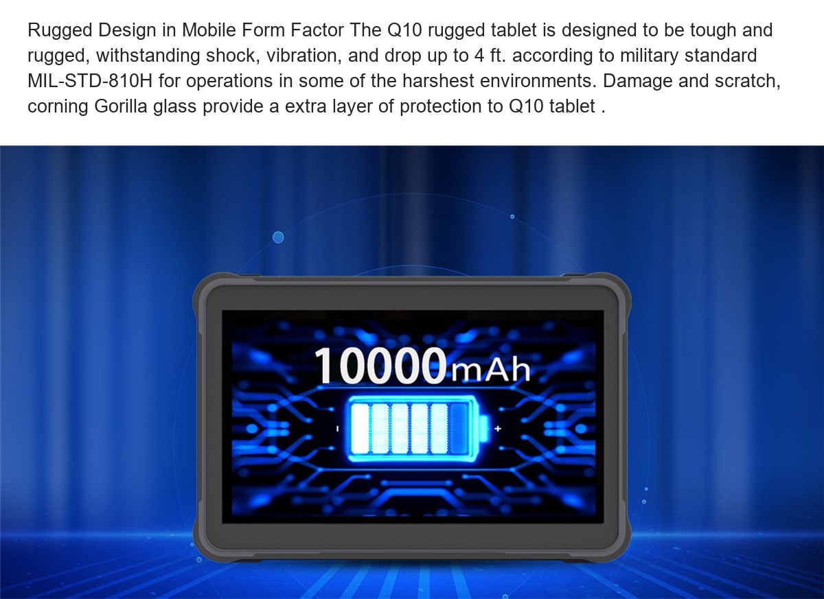 RUGGEDMASTER Q10 rugged tablets feature illustration