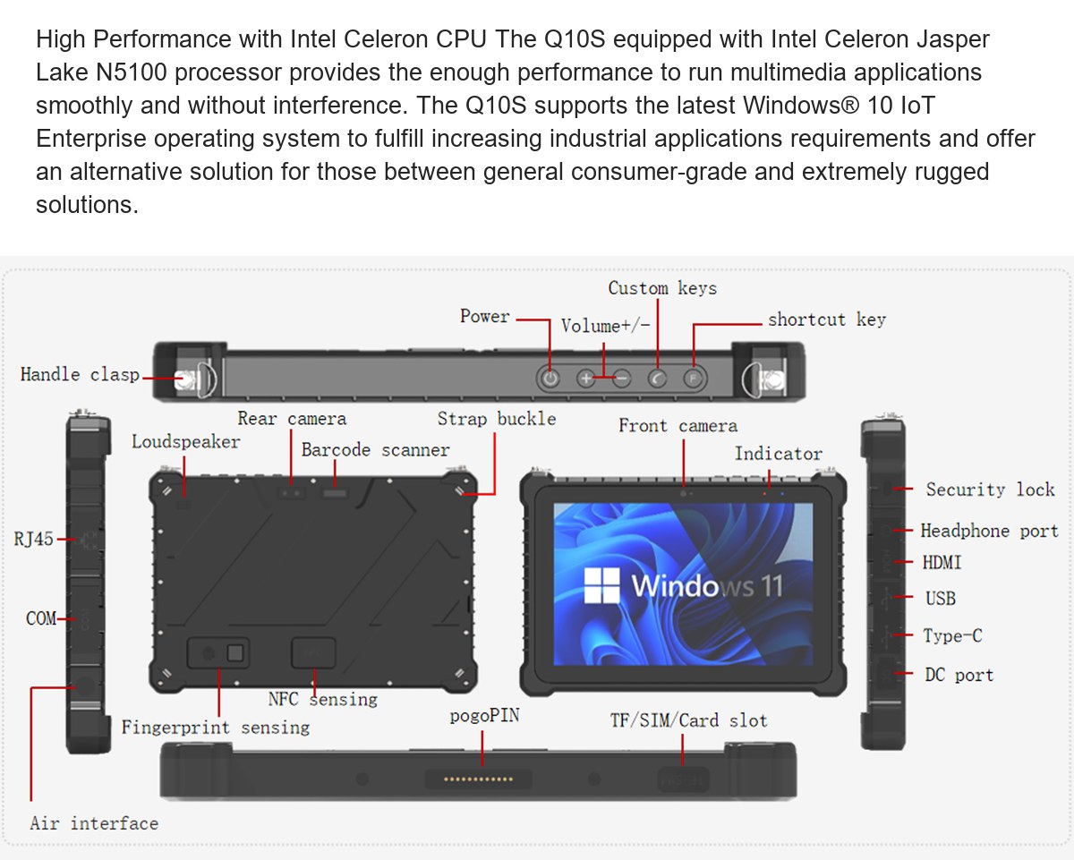 RUGGEDMASTER Q10S rugged tablets feature illustration