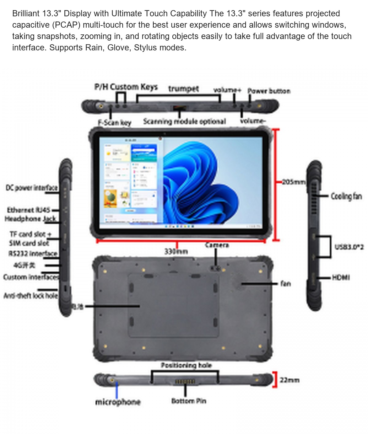 RUGGEDMASTER Q13 rugged tablets feature illustration