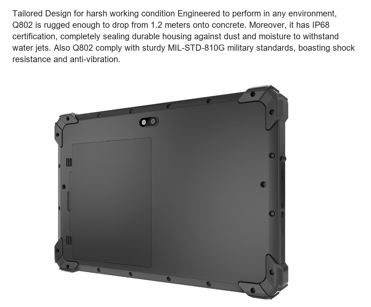 RUGGEDMASTER Q802 rugged tablets feature illustration