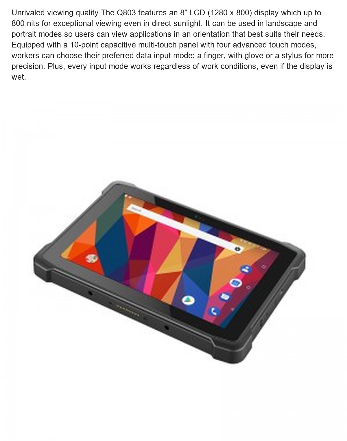 RUGGEDMASTER Q803 rugged tablets feature illustration