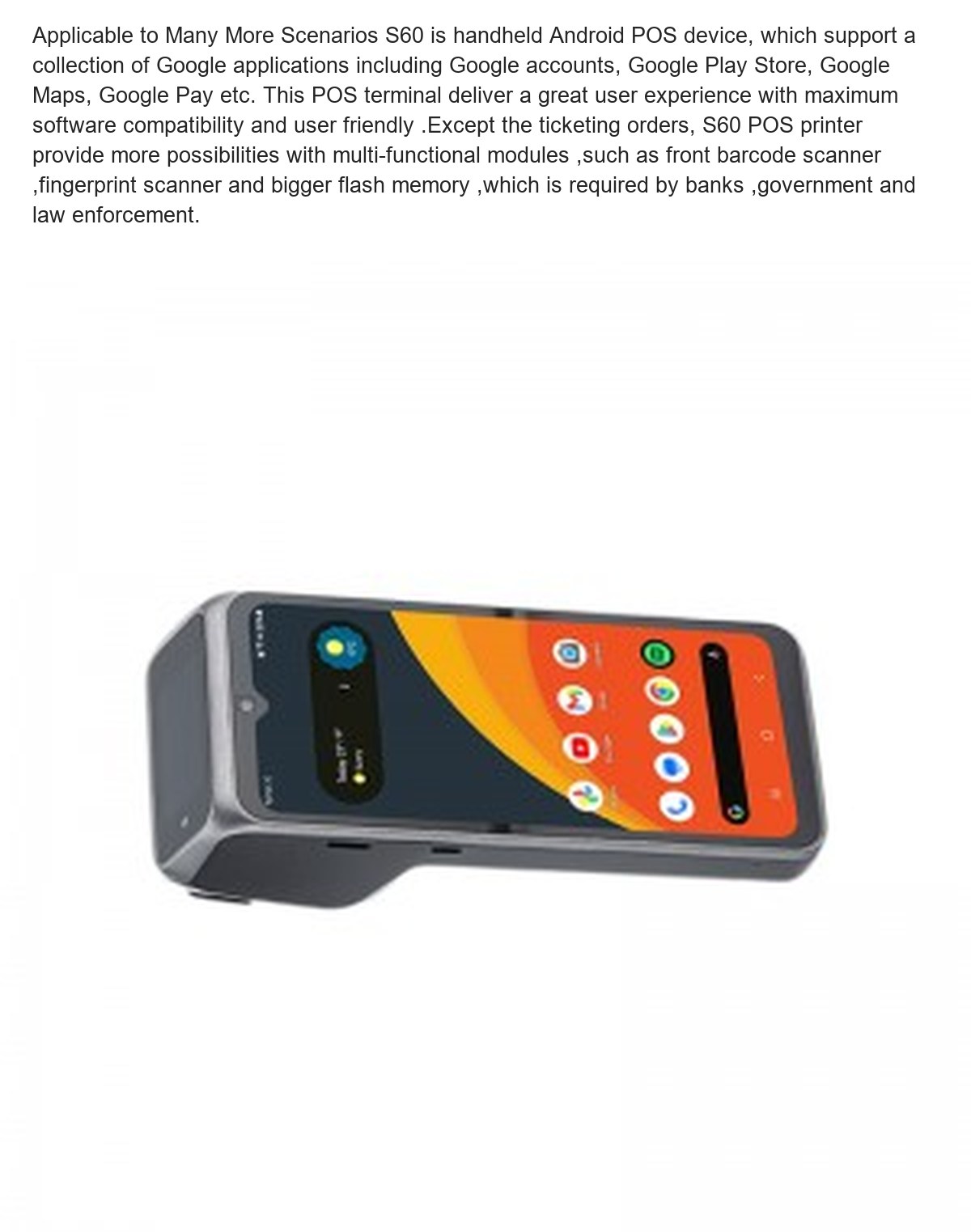 RUGGEDMASTER S60 pos terminals feature illustration