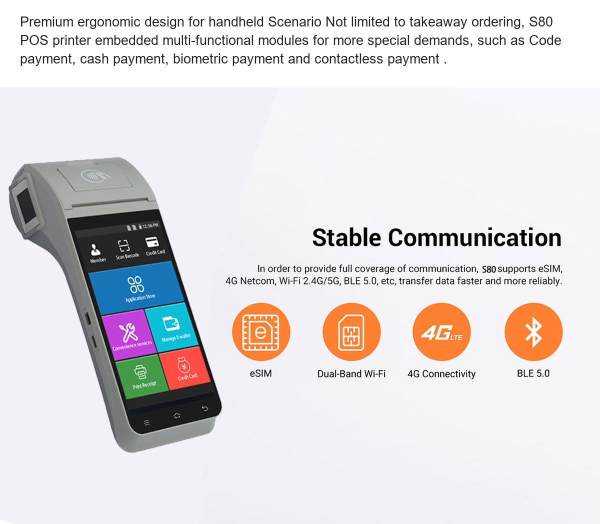RUGGEDMASTER S80 pos terminals feature illustration