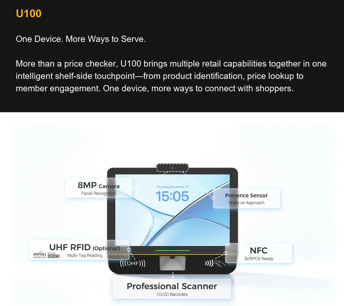U100 One Device. More Ways to Serve.