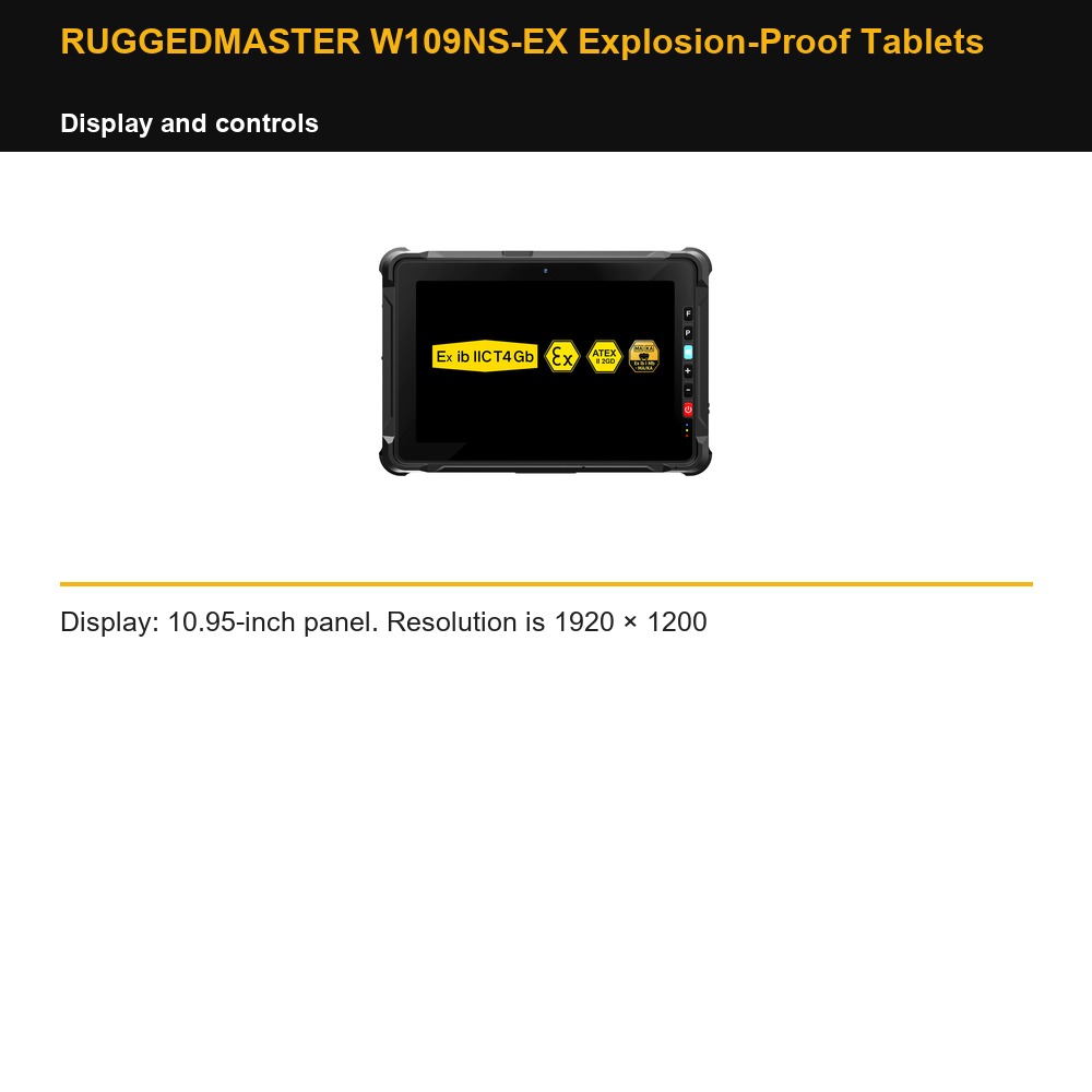 RUGGEDMASTER W109NS-EX Explosion-Proof Tablets display and controls