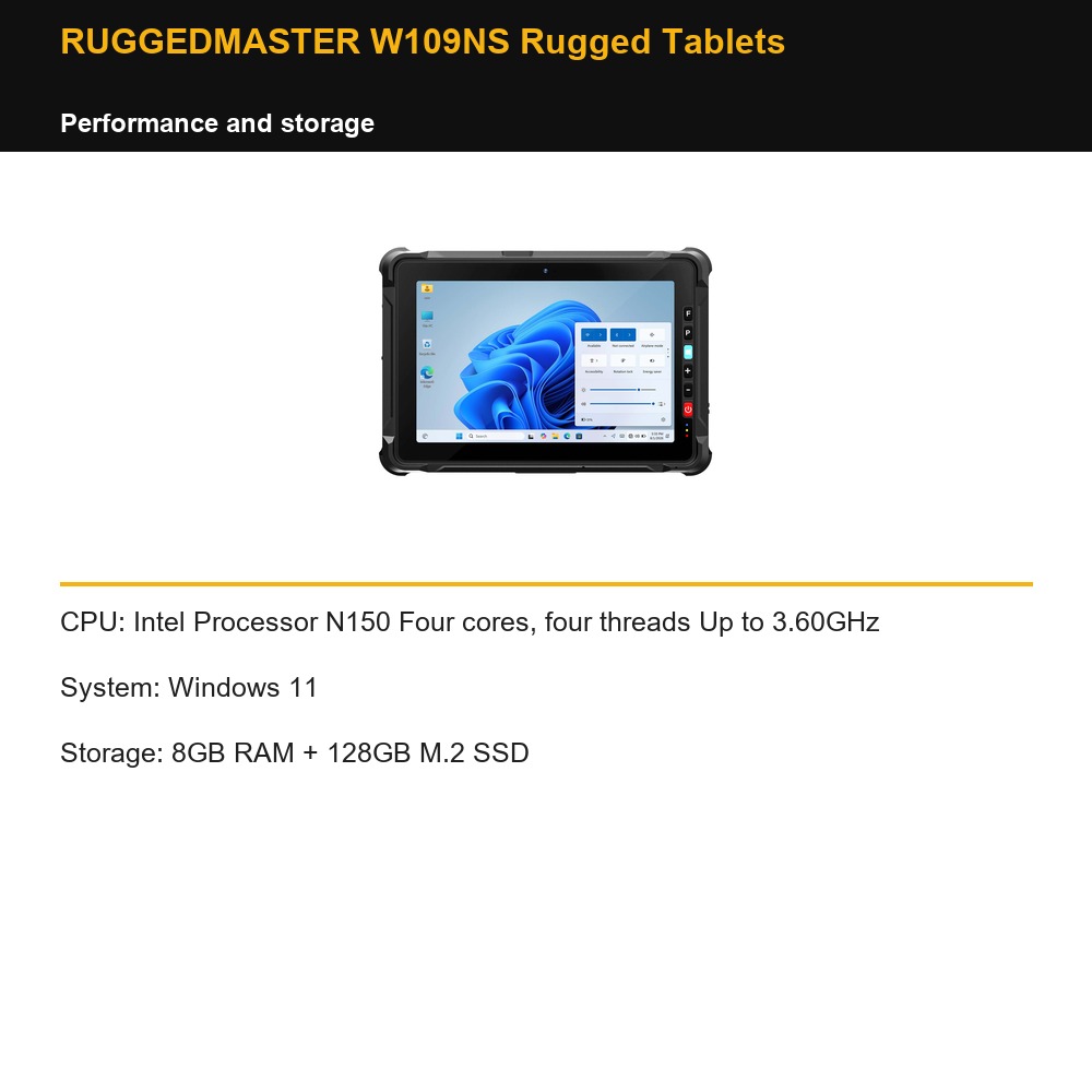 RUGGEDMASTER W109NS Rugged Tablets performance and storage