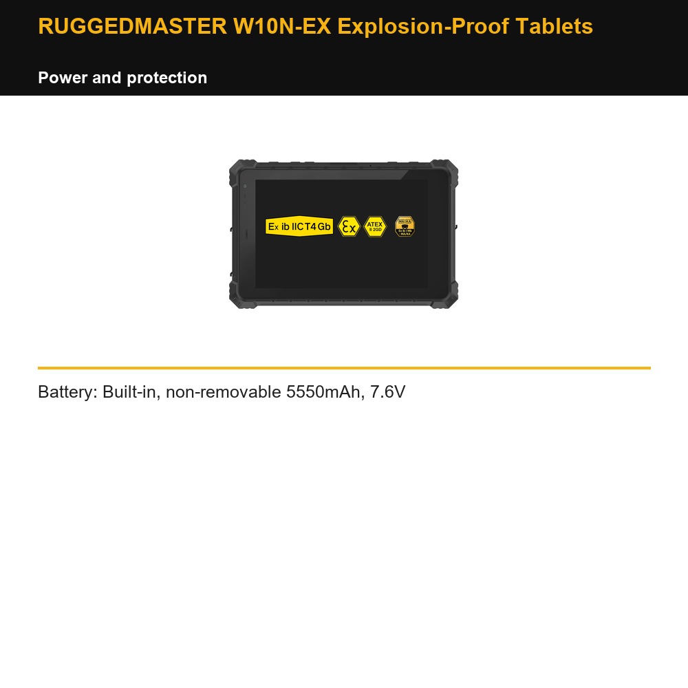 RUGGEDMASTER W10N-EX Explosion-Proof Tablets power and protection