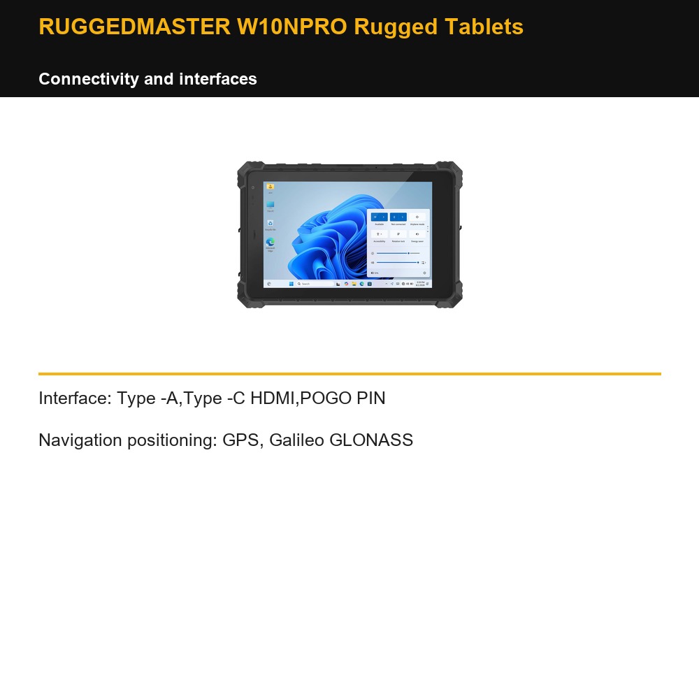 RUGGEDMASTER W10NPRO Rugged Tablets connectivity and interfaces