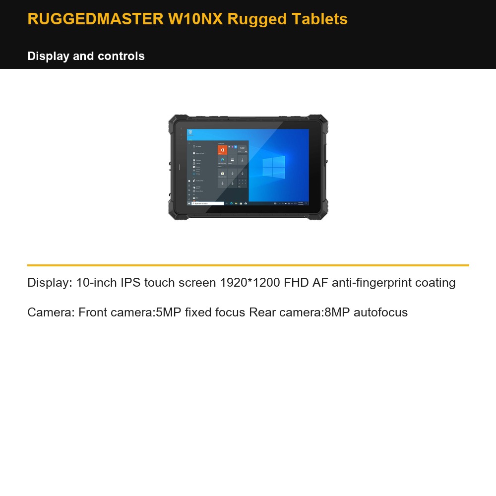 RUGGEDMASTER W10NX Rugged Tablets display and controls