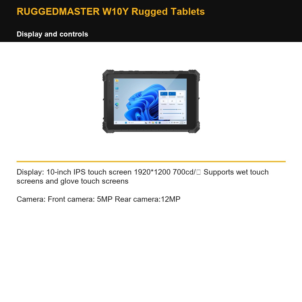 RUGGEDMASTER W10Y Rugged Tablets display and controls