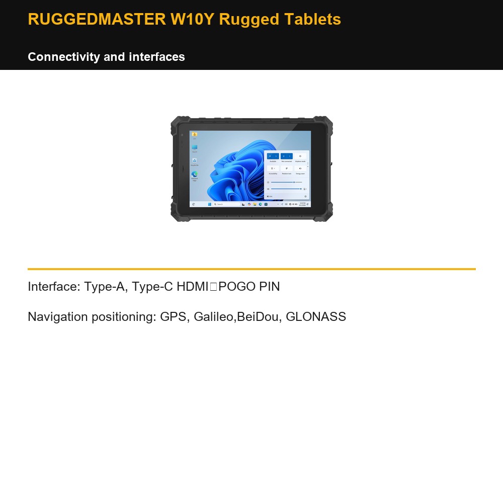 RUGGEDMASTER W10Y Rugged Tablets connectivity and interfaces