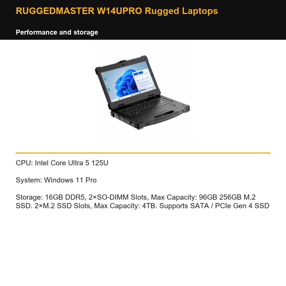 RUGGEDMASTER W14UPRO Rugged Laptops performance and storage