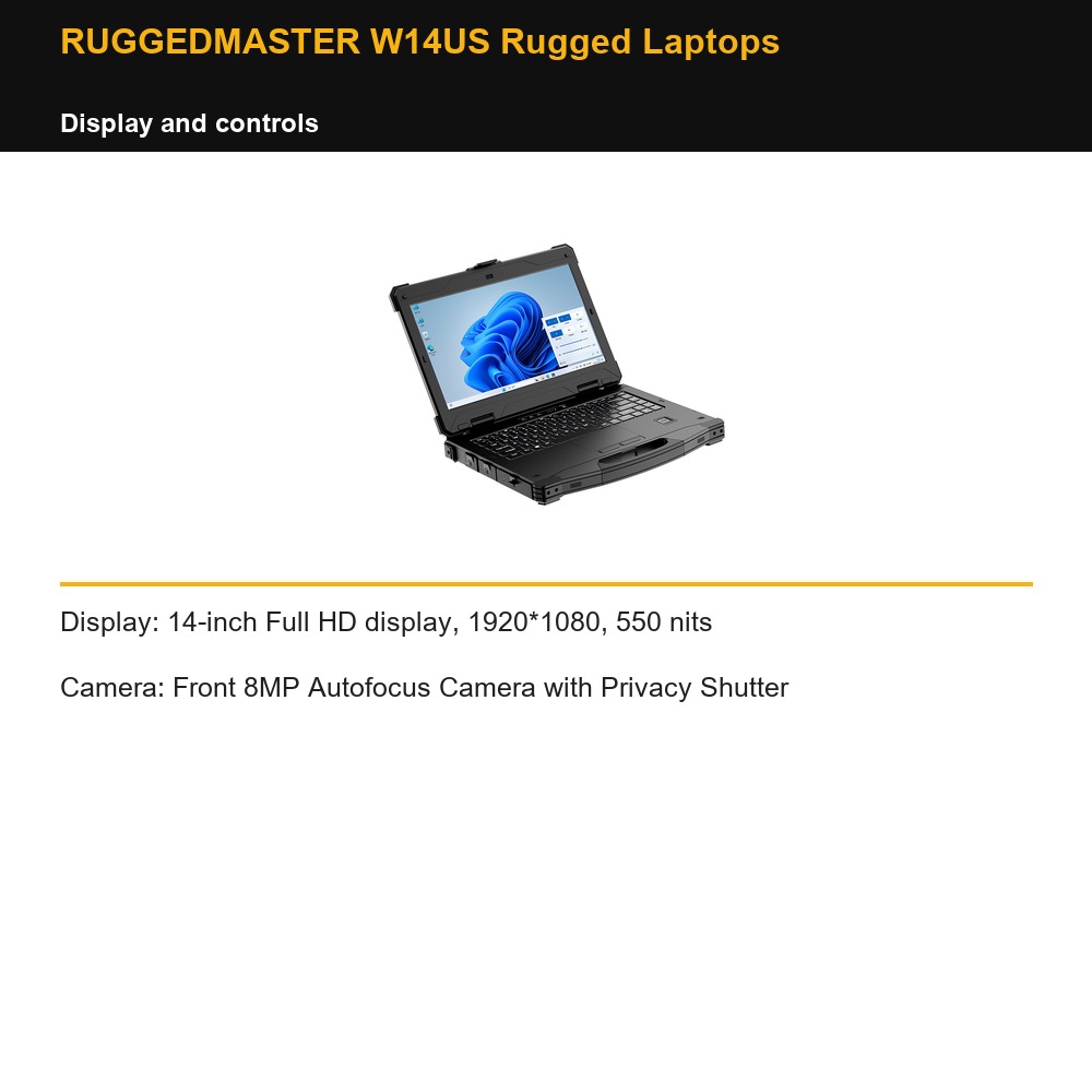 RUGGEDMASTER W14US Rugged Laptops display and controls
