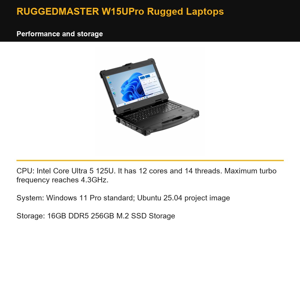 RUGGEDMASTER W15UPro Rugged Laptops performance and storage