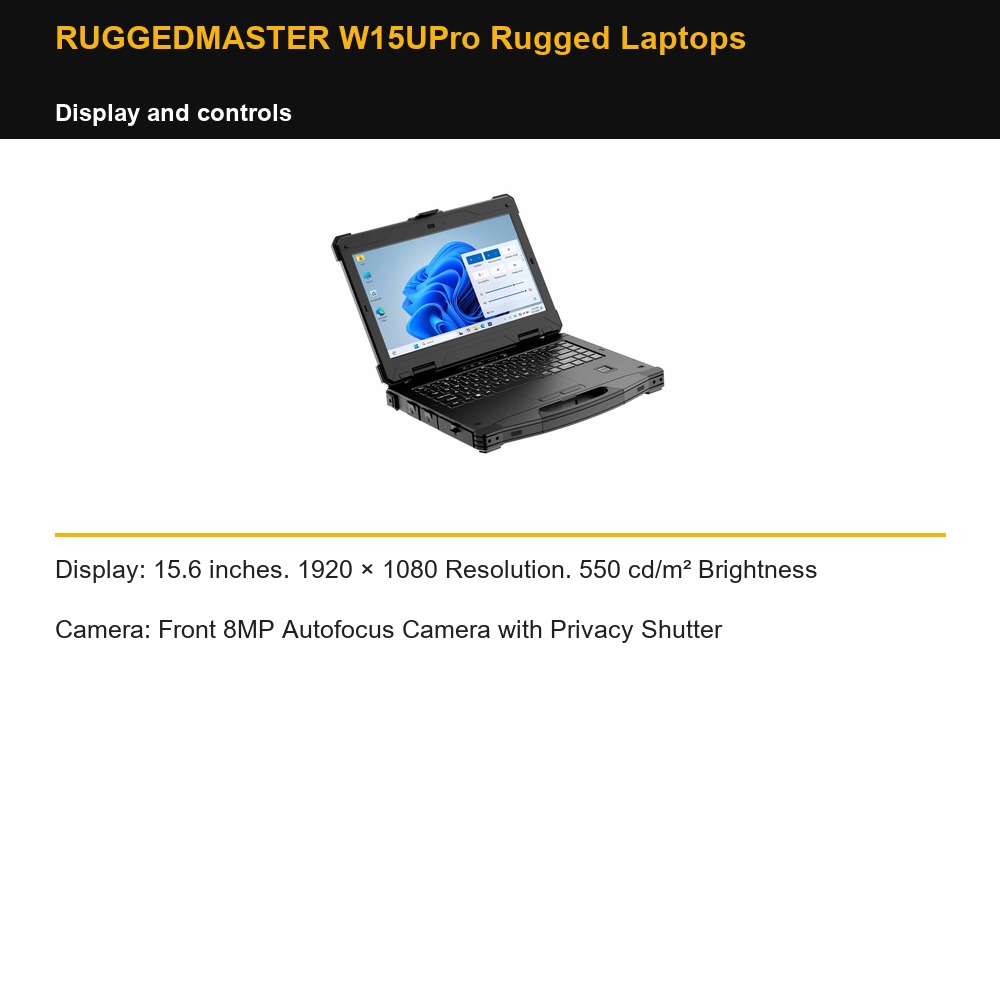 RUGGEDMASTER W15UPro Rugged Laptops display and controls