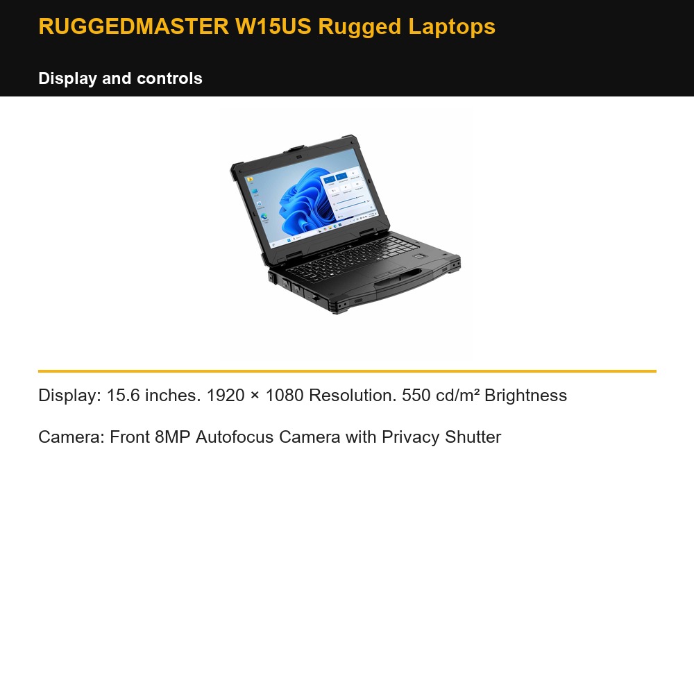 RUGGEDMASTER W15US Rugged Laptops display and controls