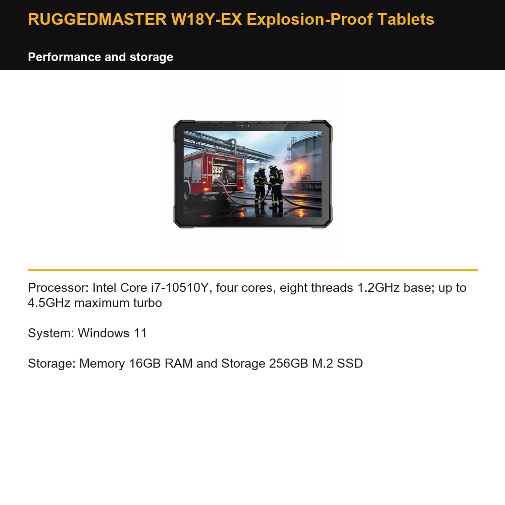 RUGGEDMASTER W18Y-EX Explosion-Proof Tablets performance and storage