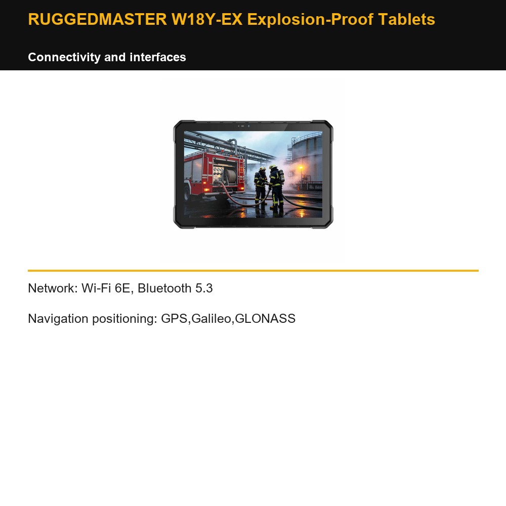 RUGGEDMASTER W18Y-EX Explosion-Proof Tablets connectivity and interfaces