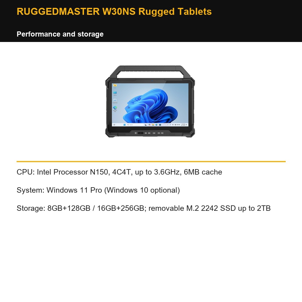 RUGGEDMASTER W30NS Rugged Tablets performance and storage