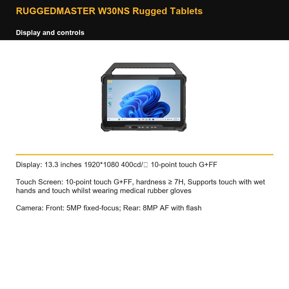 RUGGEDMASTER W30NS Rugged Tablets display and controls