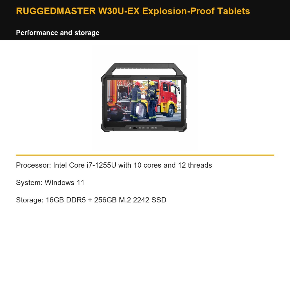 RUGGEDMASTER W30U-EX Explosion-Proof Tablets performance and storage