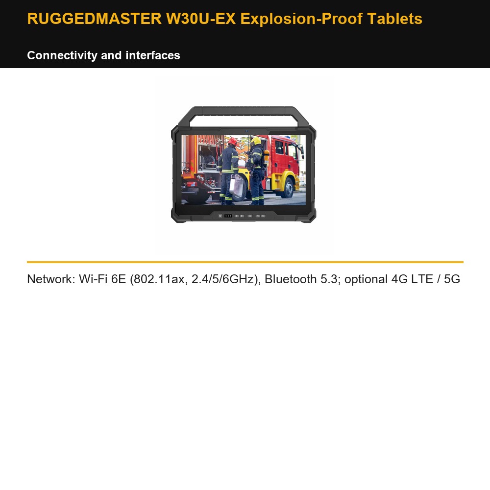 RUGGEDMASTER W30U-EX Explosion-Proof Tablets connectivity and interfaces