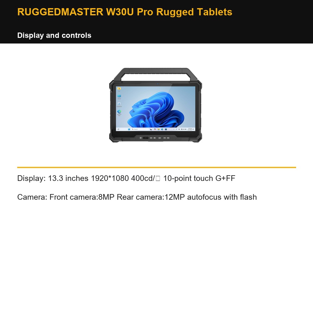 RUGGEDMASTER W30U Pro Rugged Tablets display and controls