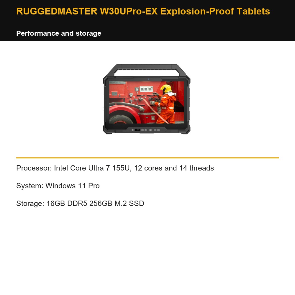 RUGGEDMASTER W30UPro-EX Explosion-Proof Tablets performance and storage
