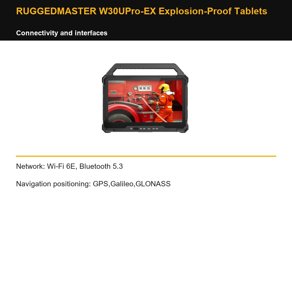 RUGGEDMASTER W30UPro-EX Explosion-Proof Tablets connectivity and interfaces